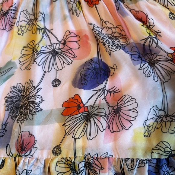 NSR Floral Long Sleeve Ruffle Neck Dress Smocked Waist - Picture 7 of 9